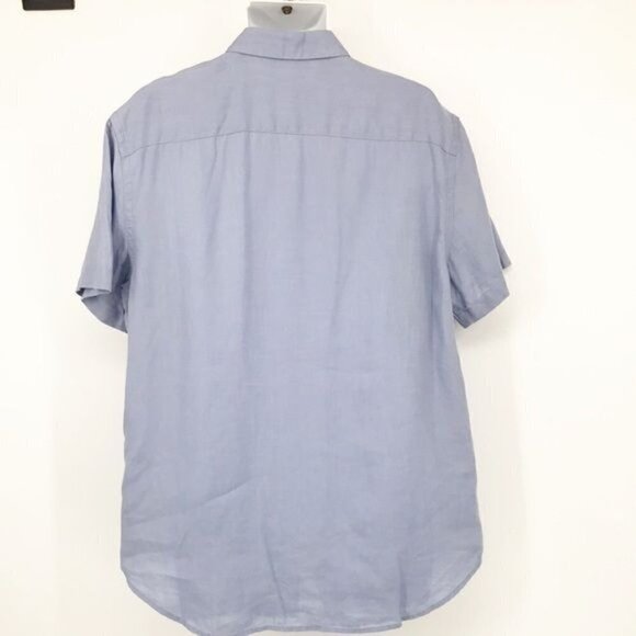 Elie Tahari Men's Short Sleeve Linen Button Down Shirt Size XL Blue - Picture 6 of 8